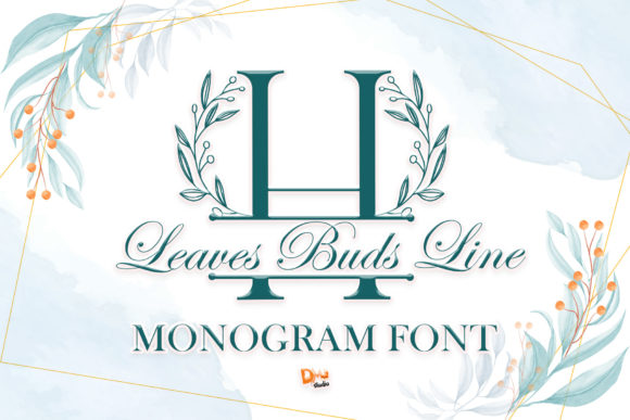 Leaves Buds Line Monogram: A Dainty Decorative Font for Design