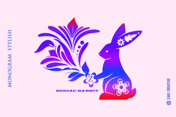 Zodiac Rabbit Monogram: A Decorative Font for Editorial Warmth